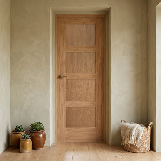 Oak Internal Fully Finished Shaker 4 Panel FD30 Fire Door (122057)