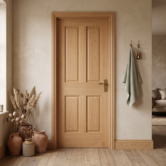 Oak Internal Fully Finished Victorian 4 Panel FD30 Fire Door