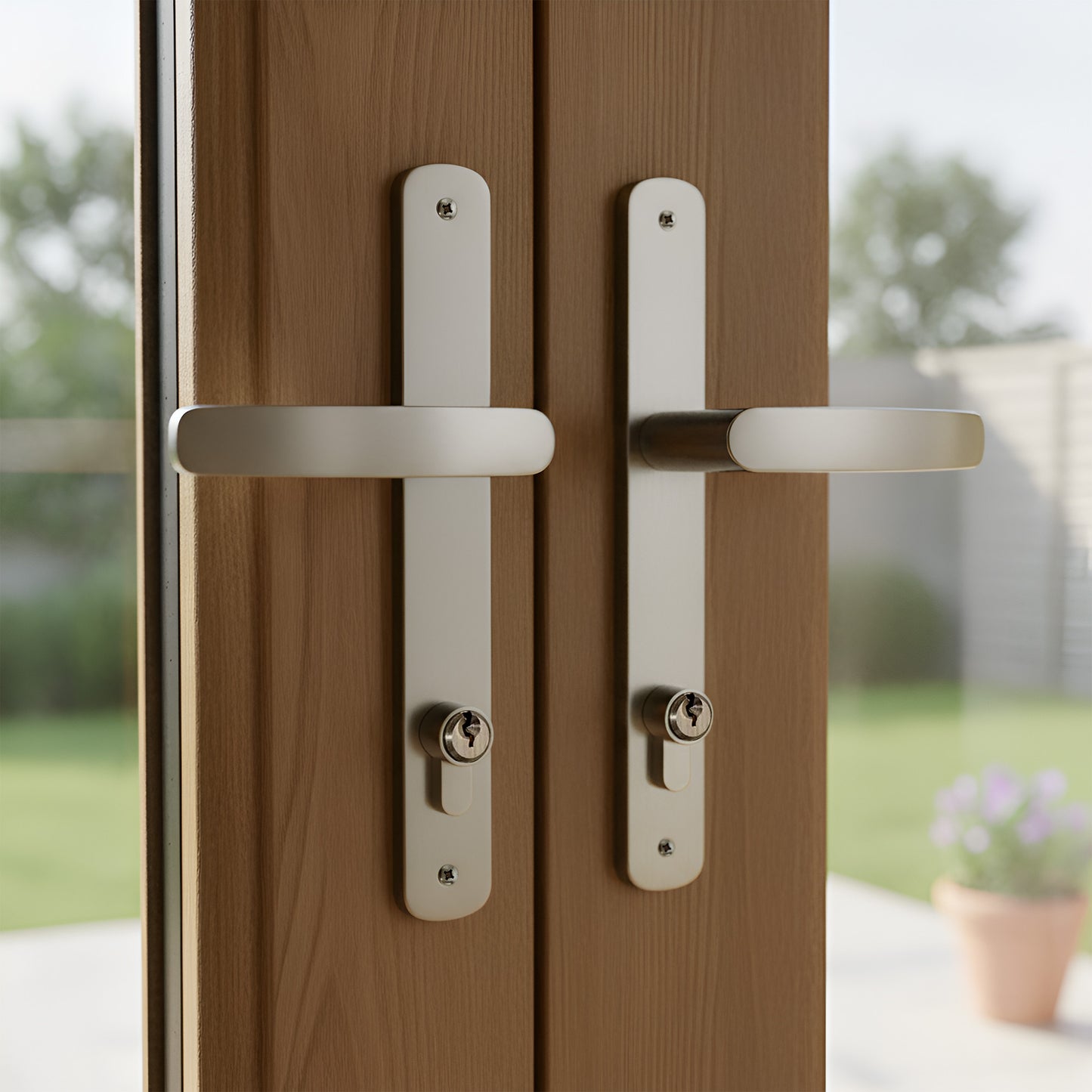 Fully Finished Oak External French Patio Door Set (OAKPATIO+HW)