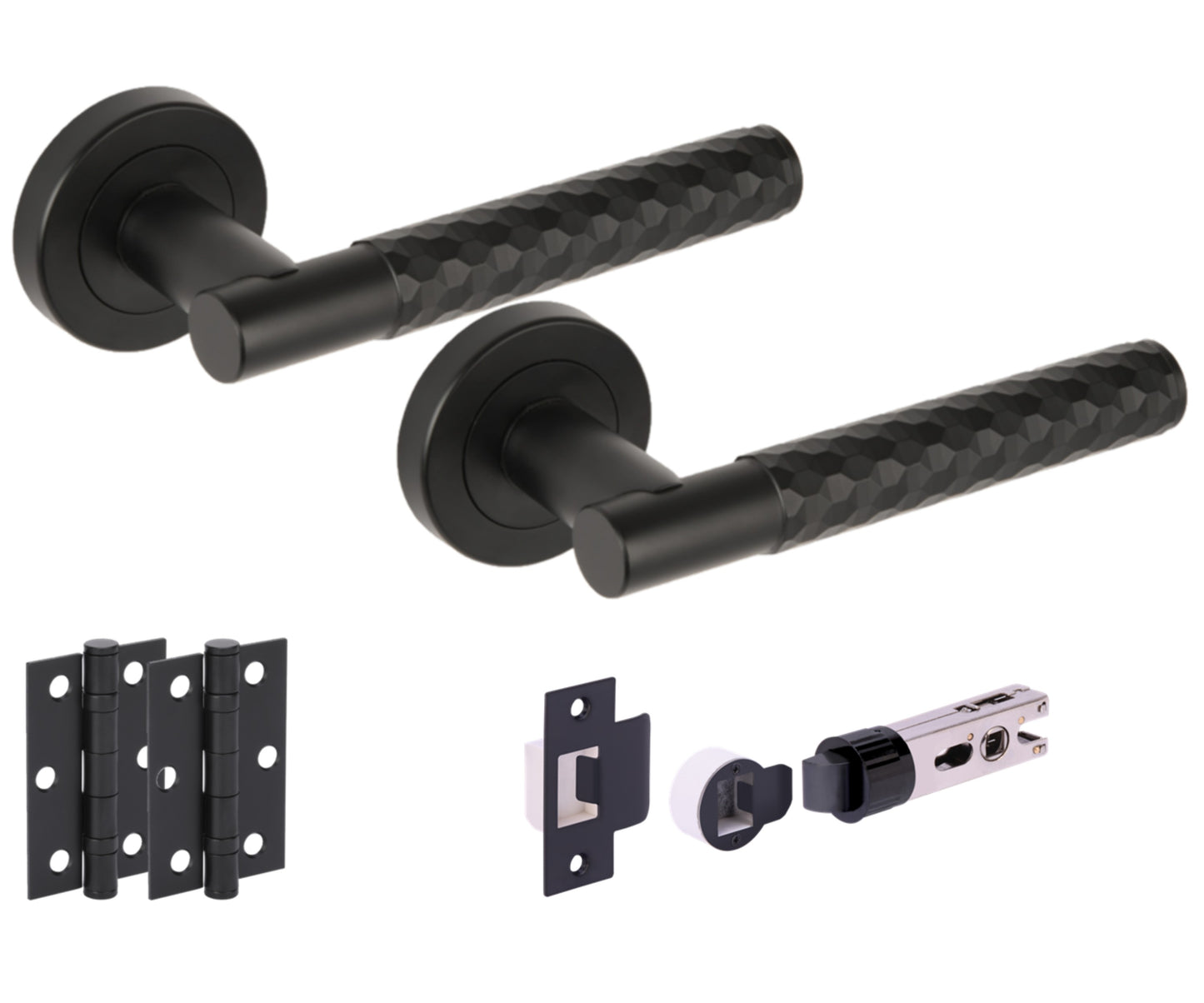 Roca Round Rose Lever Door Handle Set - Black Matt (H2877BM)