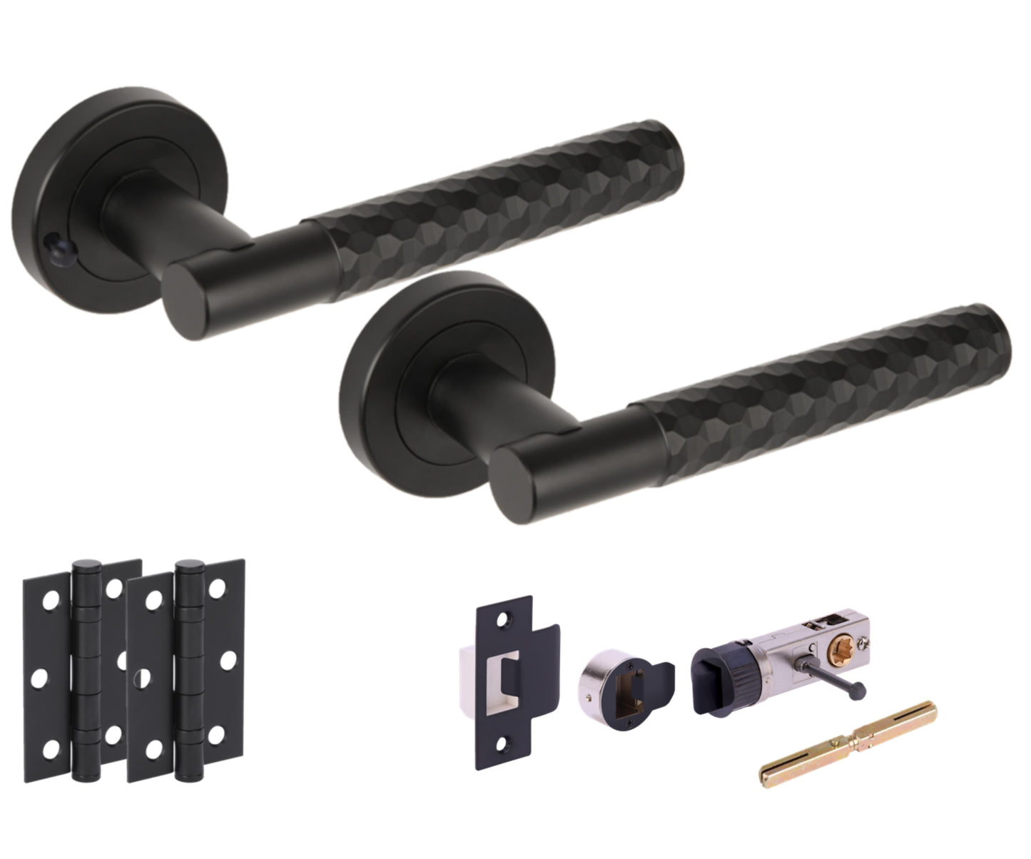 Roca Round Rose Privacy Lever Door Handle Set - Black Matt (H2878BM)