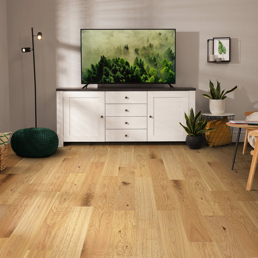 Natural Oak - 12mm Brushed and Oiled Engineered Real Wood Flooring (LIBEO12x150)
