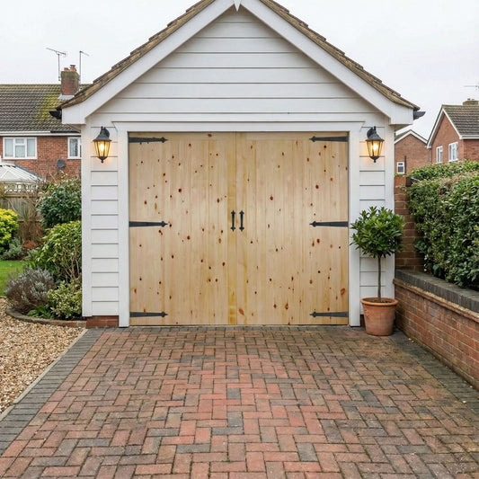 External Solid Redwood Unfinished Framed, Ledged and Braced Garage Door (LIBRGARFLB)