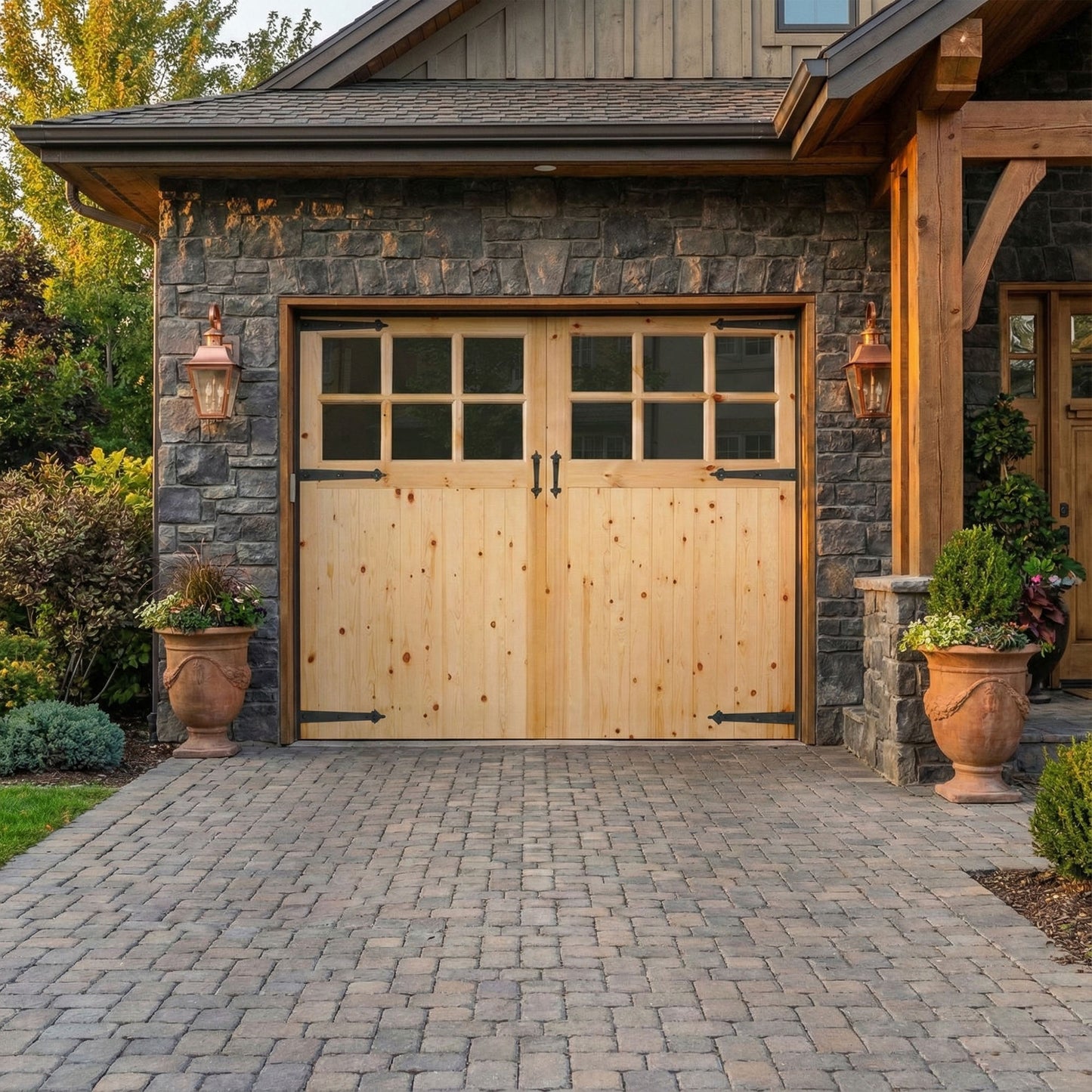 External Solid Redwood Unfinished 6L Obscure Glass Garage Door (LIBRGAR301)