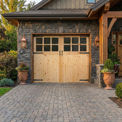 External Solid Redwood Unfinished 6L Obscure Glass Garage Door (LIBRGAR301)