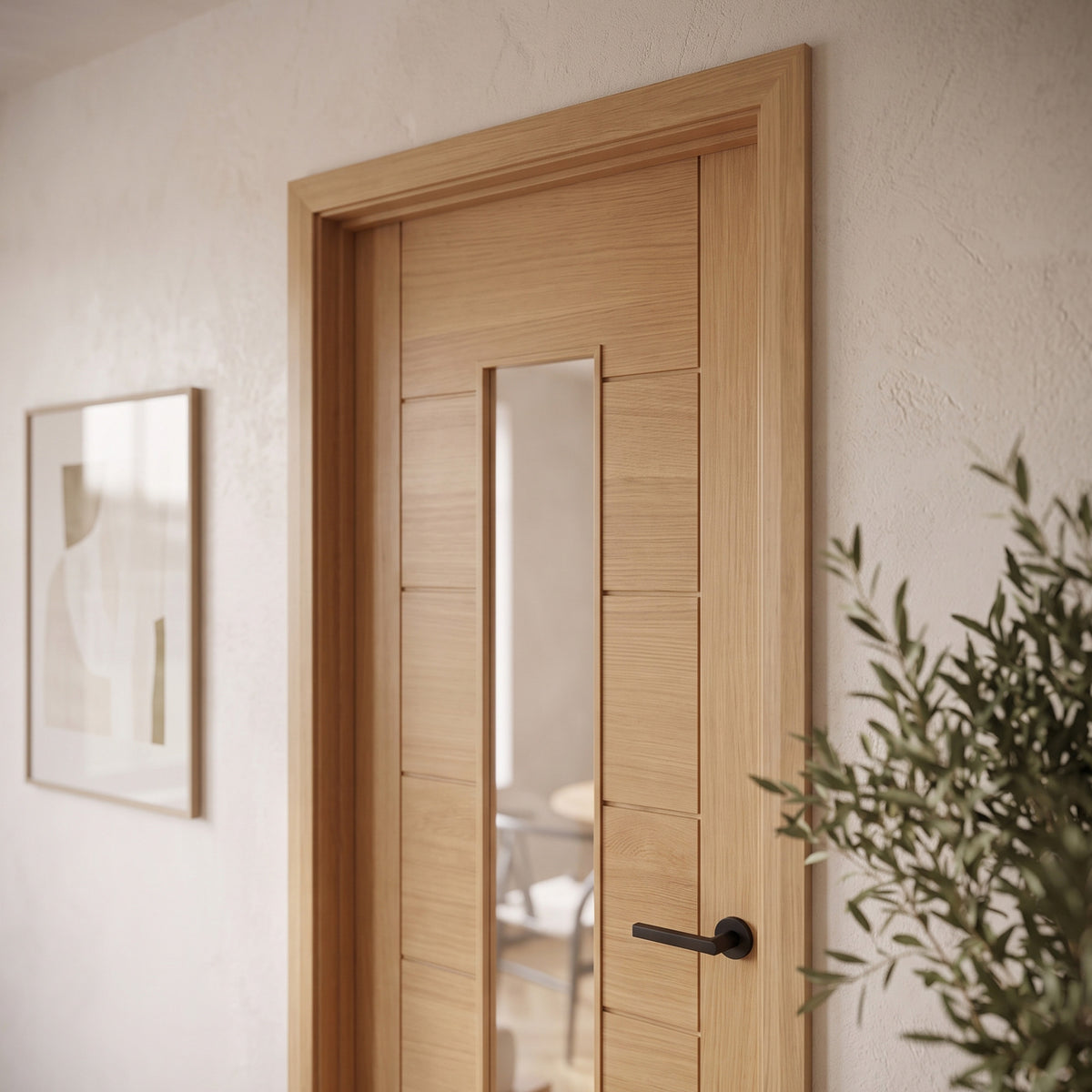 Oak Internal Fully Finished Pedrena 1 Light Clear Glass Door