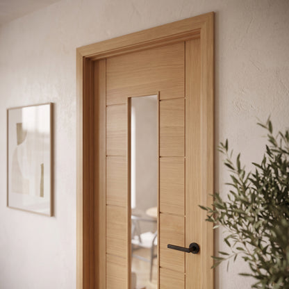 Oak Internal Fully Finished Pedrena 1 Light Clear Glass Door