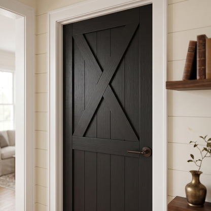 Black Internal Primed 1 Panel X Brace Barn Door