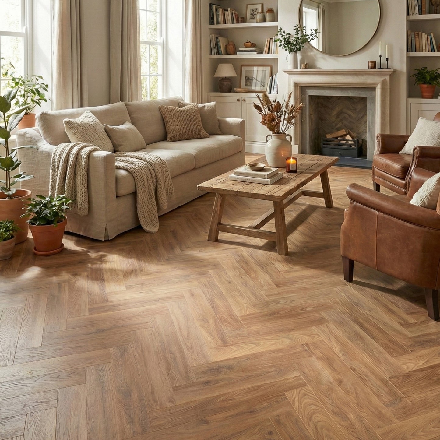 Firebrand Oak - Herringbone 8mm Laminate Sample