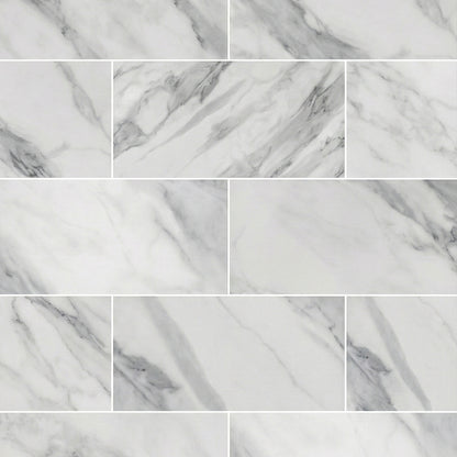 White Gloss Marble - Luxe Vision Pre-Grouted 5.5mm Stone Embossed UV Coated Rigid Core Vinyl Flooring