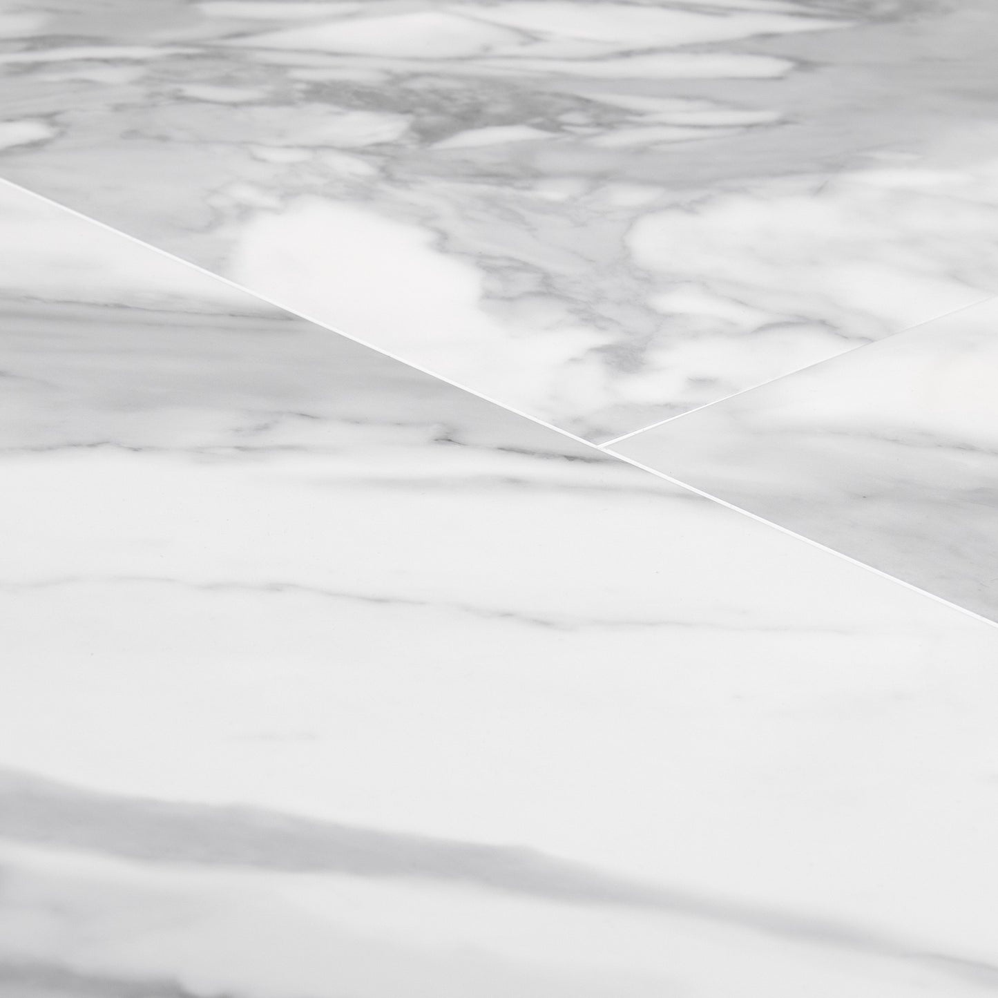White Gloss Marble - Luxe Vision Pre-Grouted 5.5mm Stone Embossed UV Coated Rigid Core Vinyl Flooring