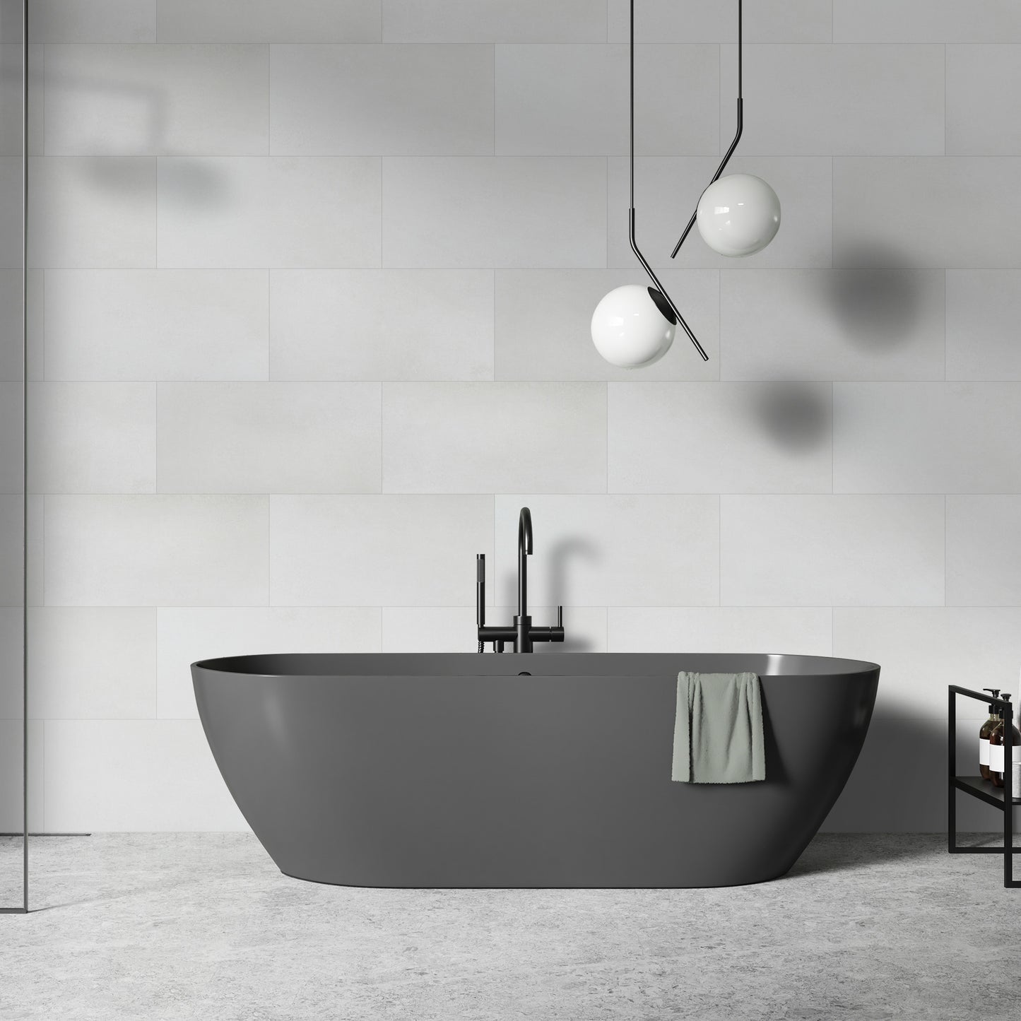 Light Grey Concrete - Luxe Vision SPC 4mm UV Resistant Coating Wall Panelling Sample - LT-4062 (SKU-345289)