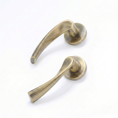 Superior Vega Lever on Round Rose Bathroom Handle Set - Antique Brass