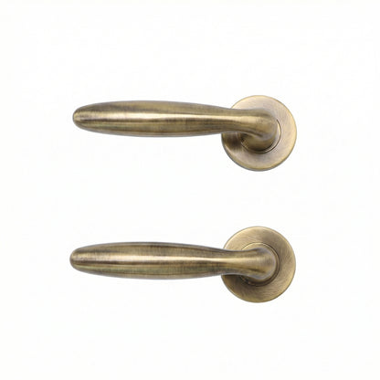 Superior Sirius Lever on Round Rose Bathroom Handle Set - Antique Brass