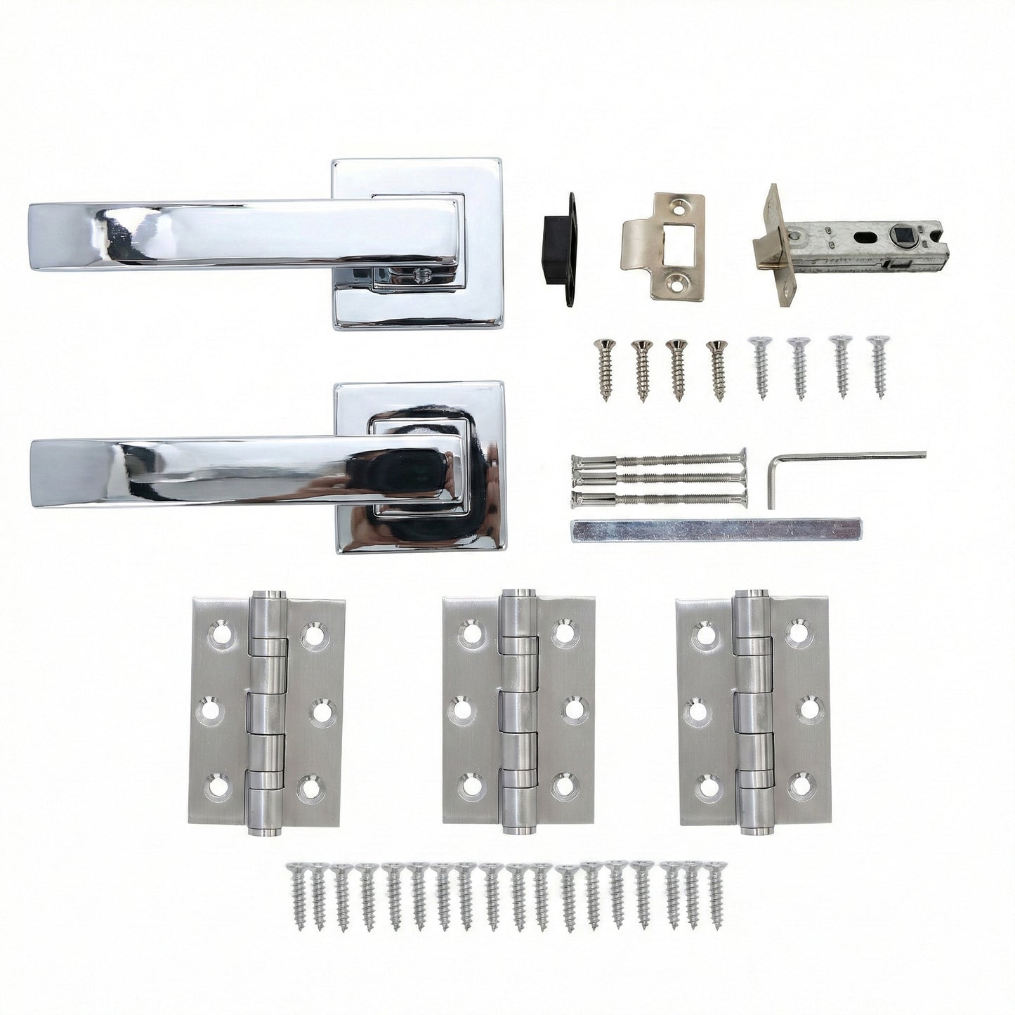 Superior Callisto Lever on Square Rose Handle Set - Polished Stainless Steel