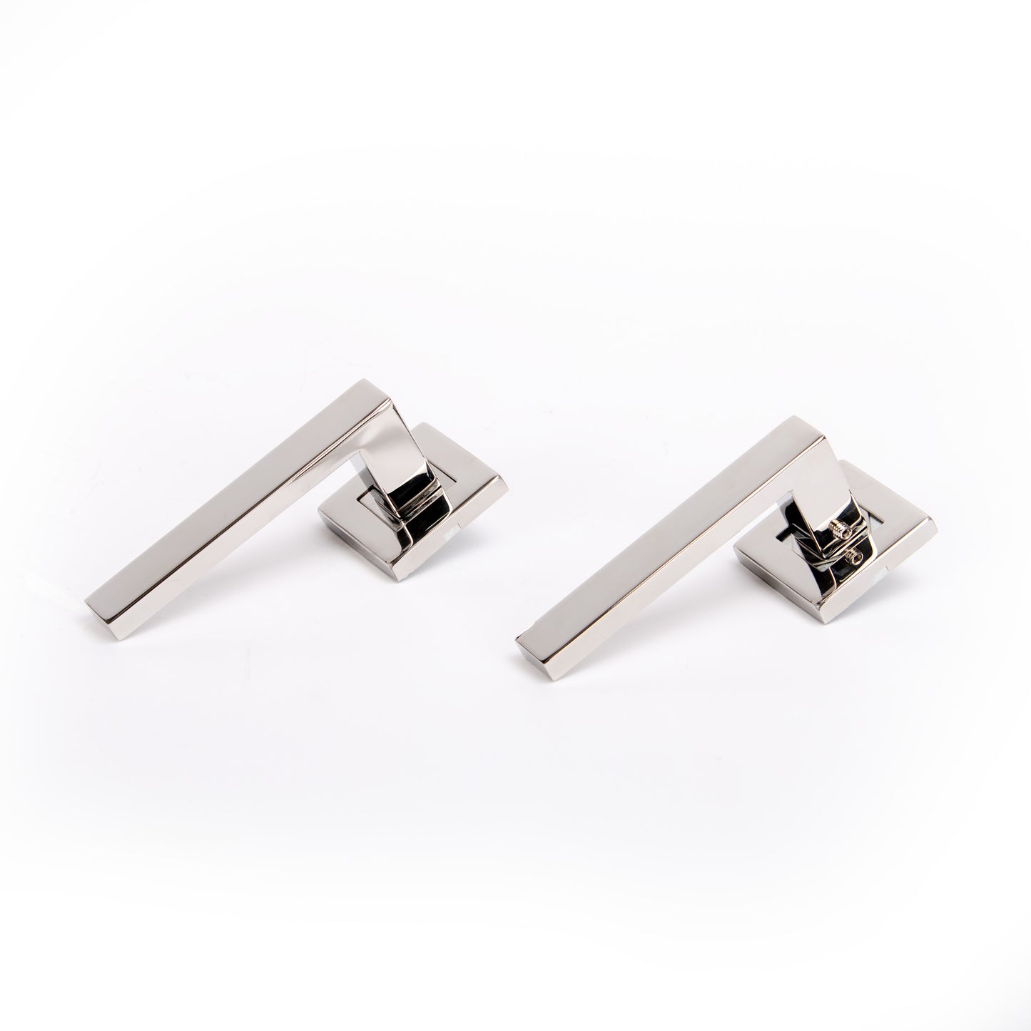 Superior Callisto Lever on Square Rose Handle Set - Polished Stainless Steel