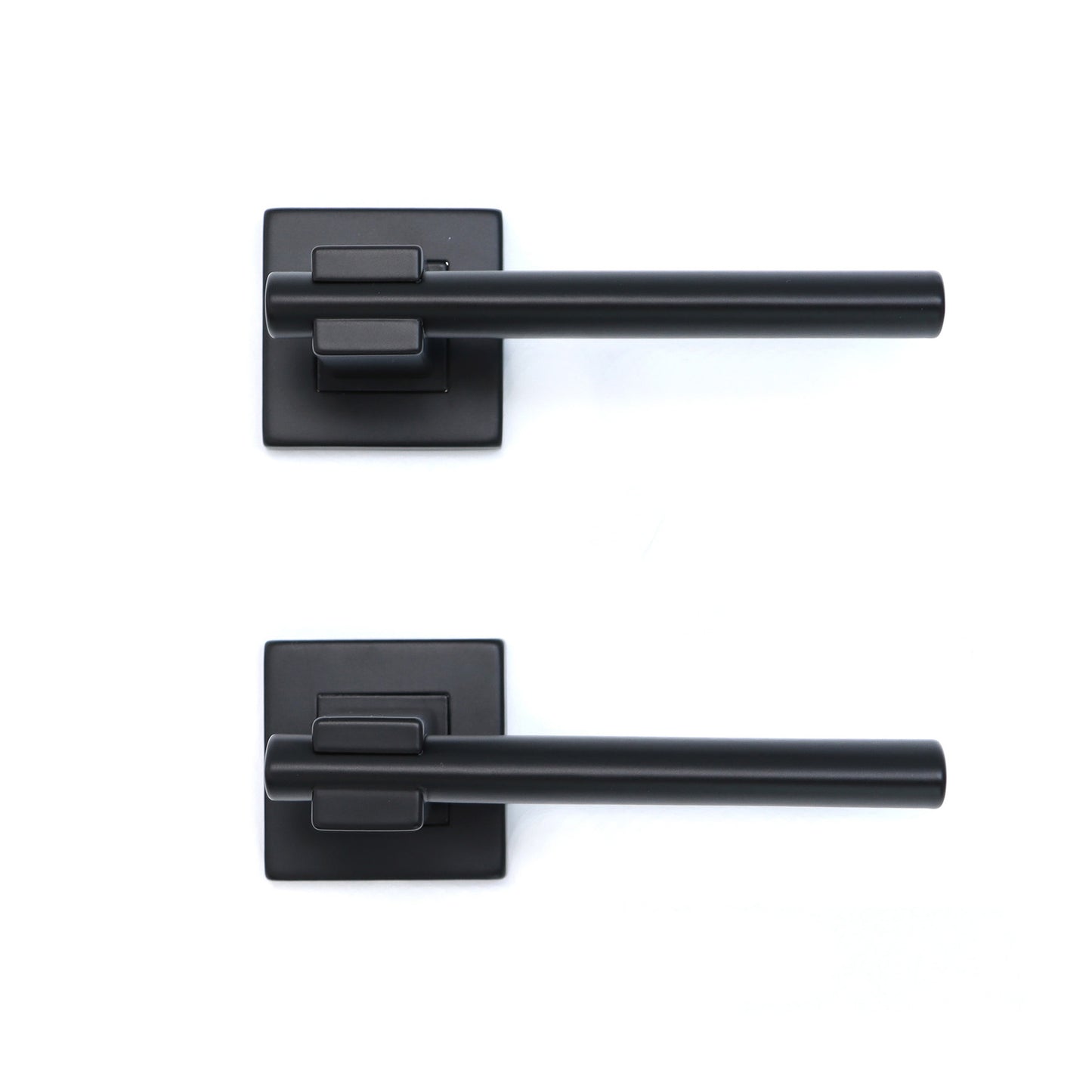Superior Proxima Lever on Round Rose Bathroom Handle Set - Matt Black