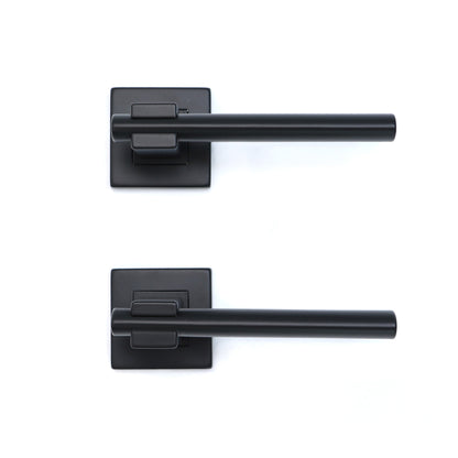 Superior Proxima Lever on Round Rose Bathroom Handle Set - Matt Black