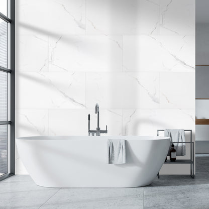 Pearl White Marble - Luxe Vision 4mm High Gloss Wall Panelling (124096)