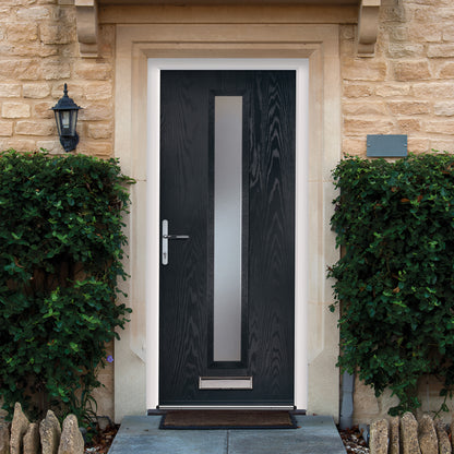 Fryton Anthracite Pre-Hung Satin Obscure Glass Composite Front Door Set
