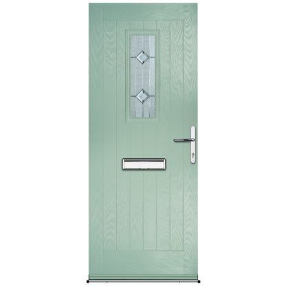 Goswell Chartwell Green Pre-Hung Venice Glass Composite Front Door Set