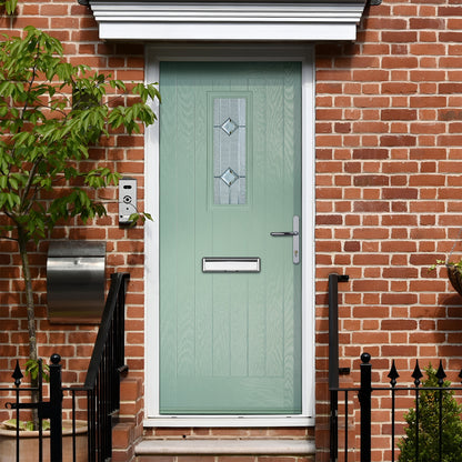Goswell Chartwell Green Pre-Hung Venice Glass Composite Front Door Set