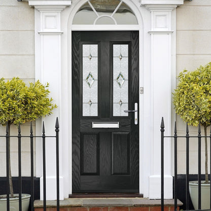 Charlwood Black Pre-Hung Tivoli Glass Composite Front Door Set