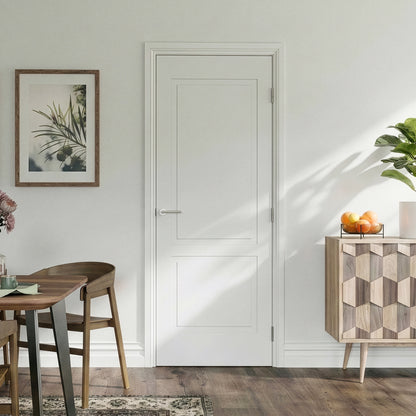 White Internal Lifestyle Moulded Smooth Shallow Groove 2 Panel Door