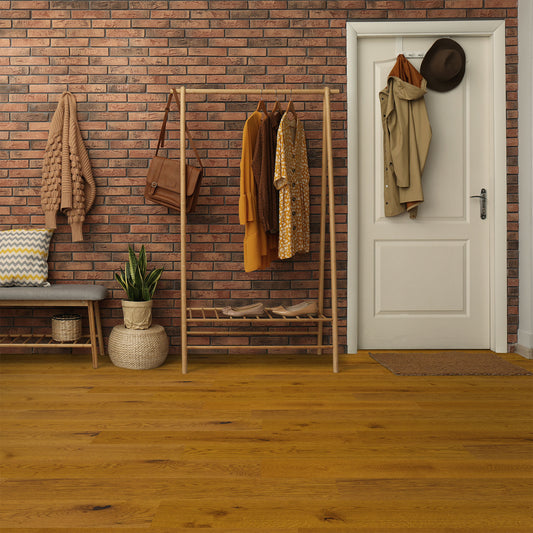 Golden Oak - 14mm UV Lacquered Engineered Real Wood Flooring (LIBEO14x150GOL)