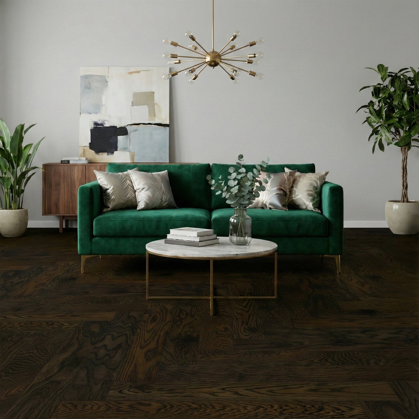 Dark Oak - Herringbone 14mm UV Lacquered Engineered Real Wood Flooring