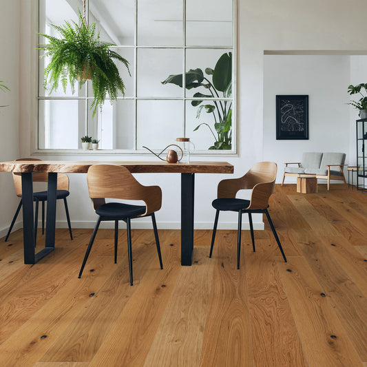 Rustic Oak - 14mm Brushed Natural Oiled Engineered Real Wood Flooring (LIBEO14x190CLICK)