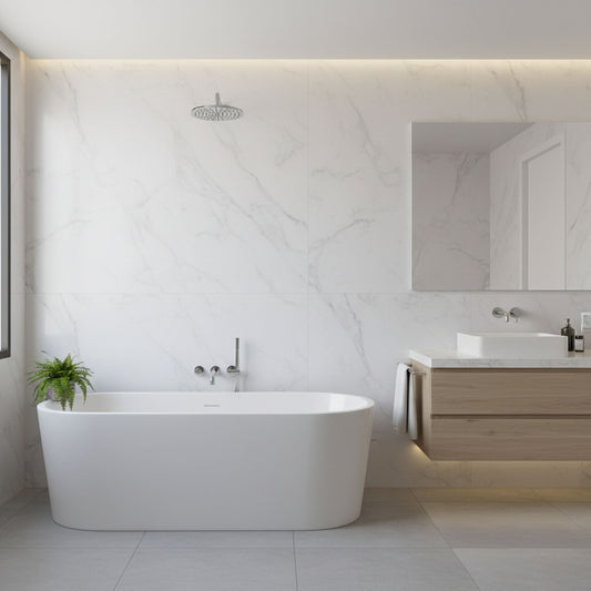 PVC Gloss Shower Wall Panel - White Marble (SP2)