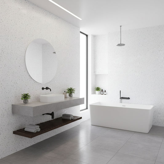 PVC Gloss Shower Wall Panel - White Sparkle (SP4)