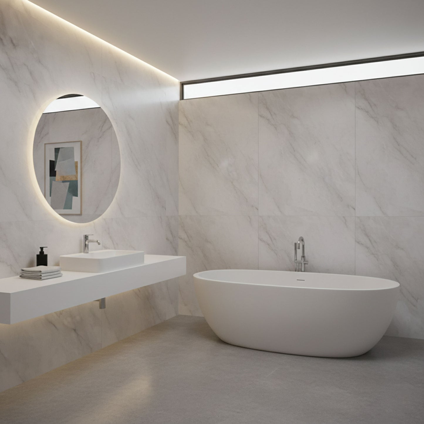 PVC Gloss Shower Wall Panel - Light Grey Marble (SP5)