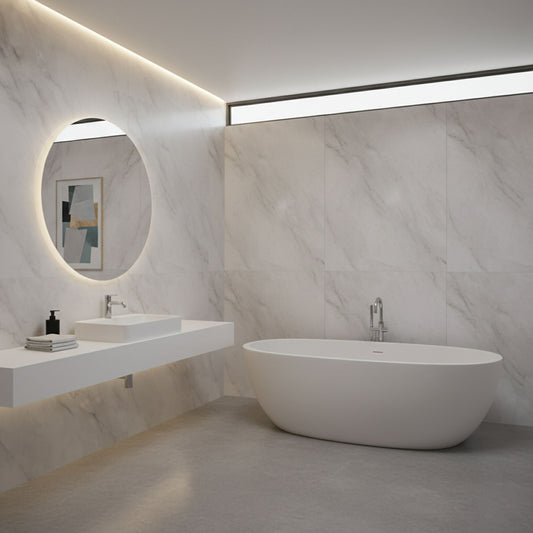 PVC Gloss Shower Wall Panel - Light Grey Marble (SP5)