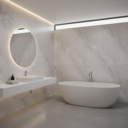 Light Grey Marble - PVC Gloss Waterproof Wall Panelling