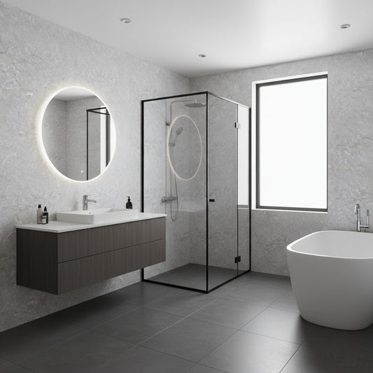 PVC Gloss Shower Wall Panel - Grey Concrete (SP6)