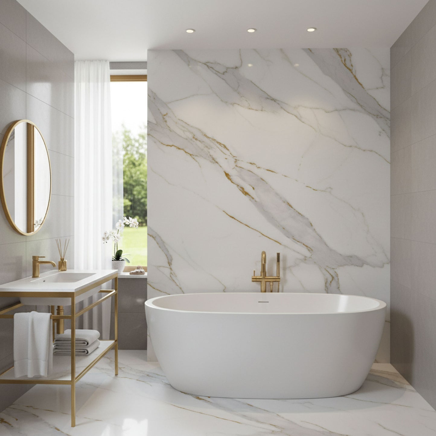 PVC Gloss Shower Wall Panel - Marble Gold (SP9)