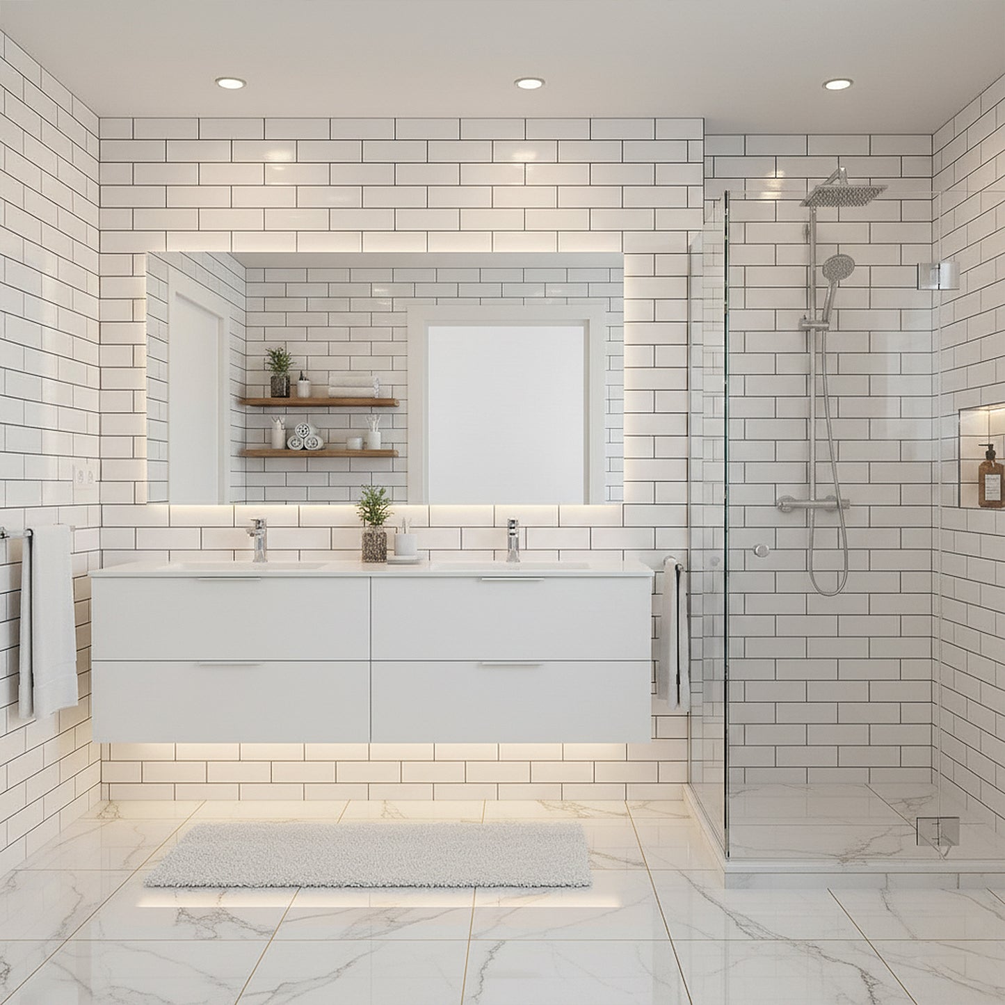 London White Brick - PVC Gloss Waterproof Wall Panelling