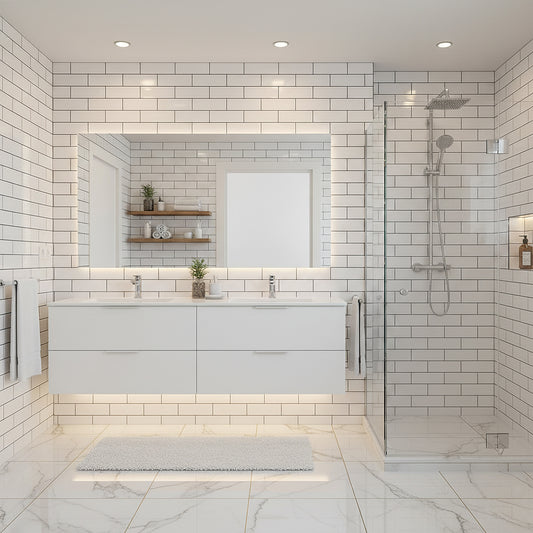 PVC Gloss Shower Wall Panel - London White Brick (SP11)