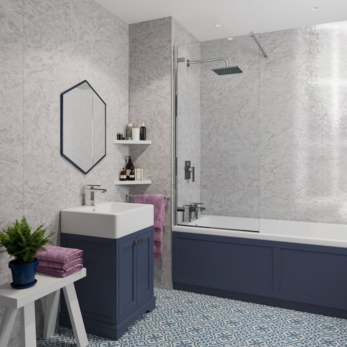 PVC Gloss Shower Wall Panel - Fino Grey Gloss (SP13)