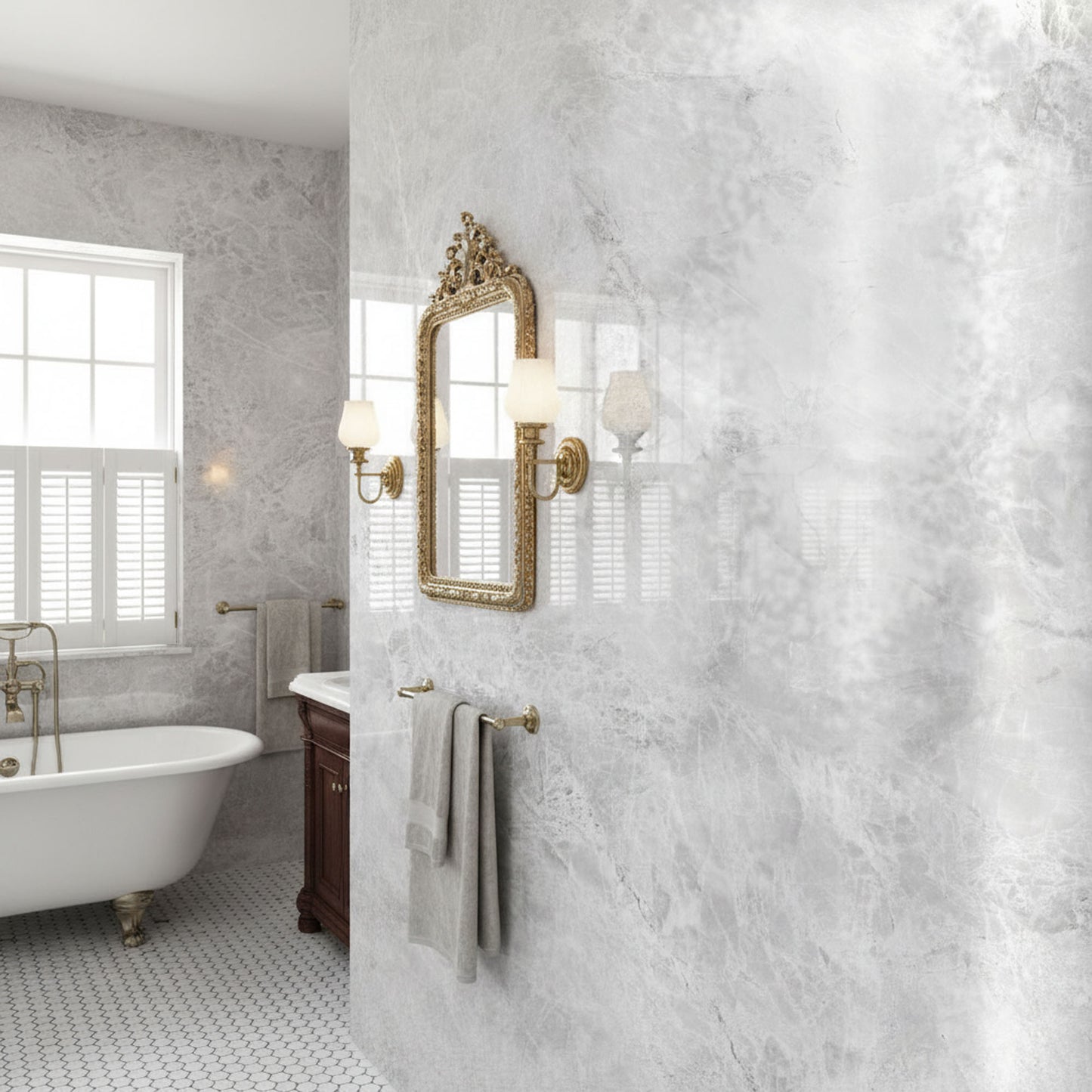 PVC Gloss Shower Wall Panel - Fino Grey Gloss (SPRE07)