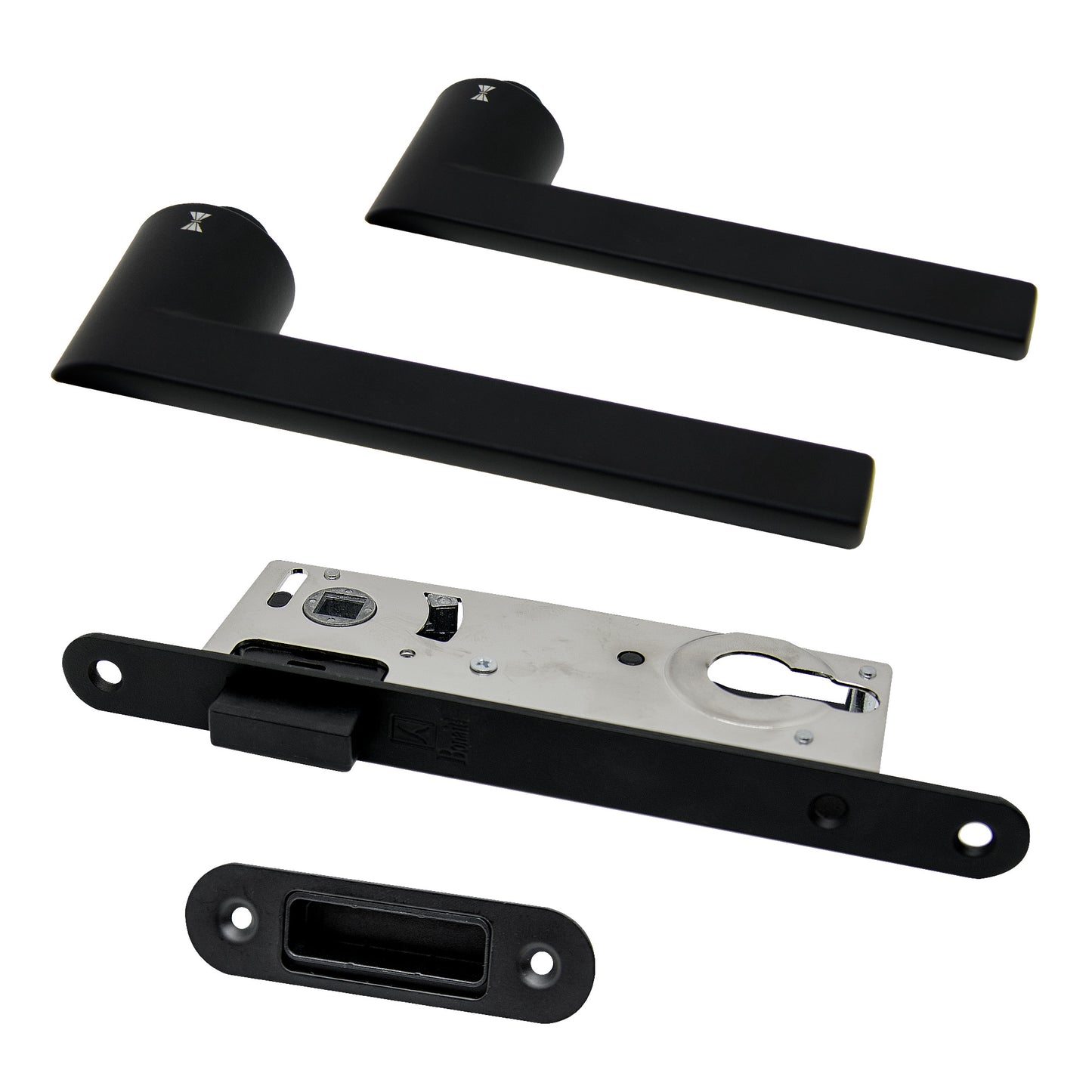 Studio Industrial Round Rose Euro Lock Door Handle Set - Matt Black (1205)