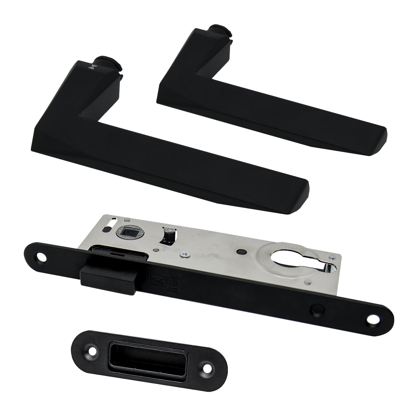 Studio Industrial Square Rose Euro Lock Door Handle Set - Matt Black (1351)