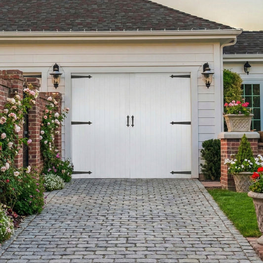 White Primed External Framed, Ledged & Braced Garage Door