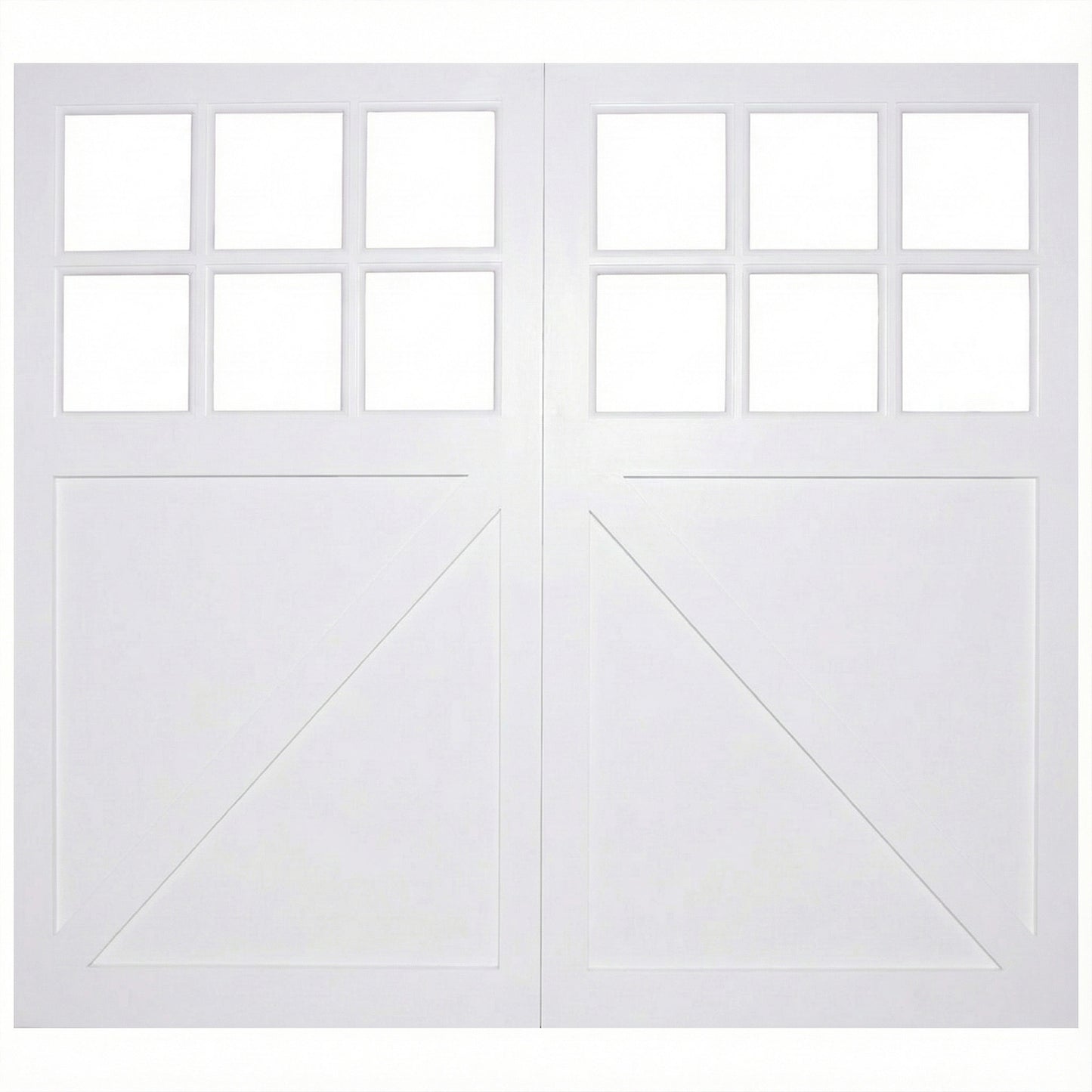 White Painted External 6 Light Obscure Glass Framed, Ledged & Braced Garage Door