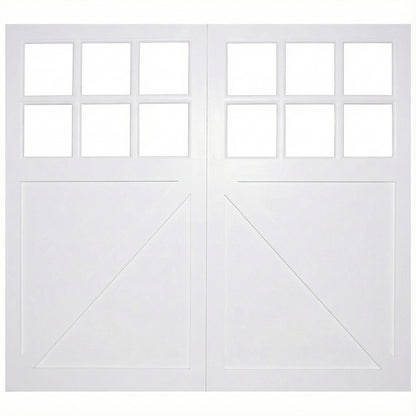White Painted External 6 Light Obscure Glass Framed, Ledged & Braced Garage Door