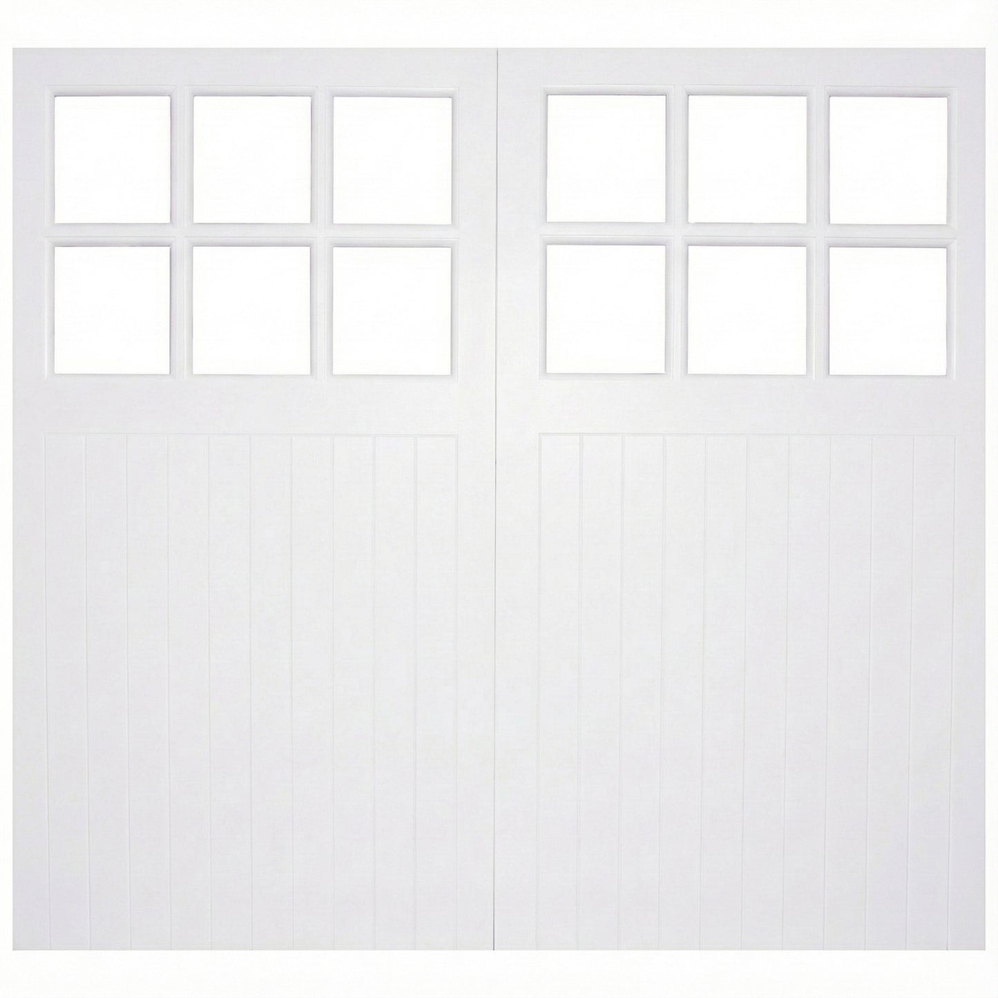 White Painted External 6 Light Obscure Glass Framed, Ledged & Braced Garage Door