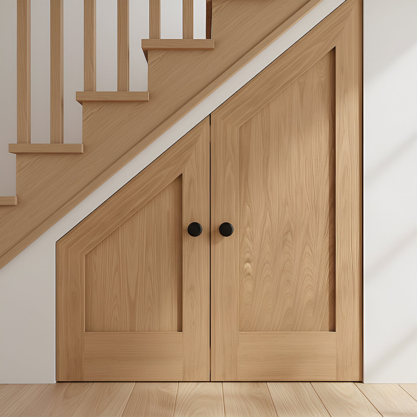 Oak Internal Unfinished Pattern 10 Angled Under-Stair Made-to-Measure Cupboard Door