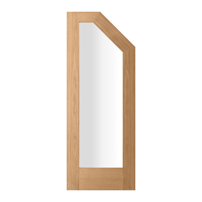 Oak Internal Unfinished Pattern 10 Clear Glass Angled Under-Stair Made-to-Measure Cupboard Door